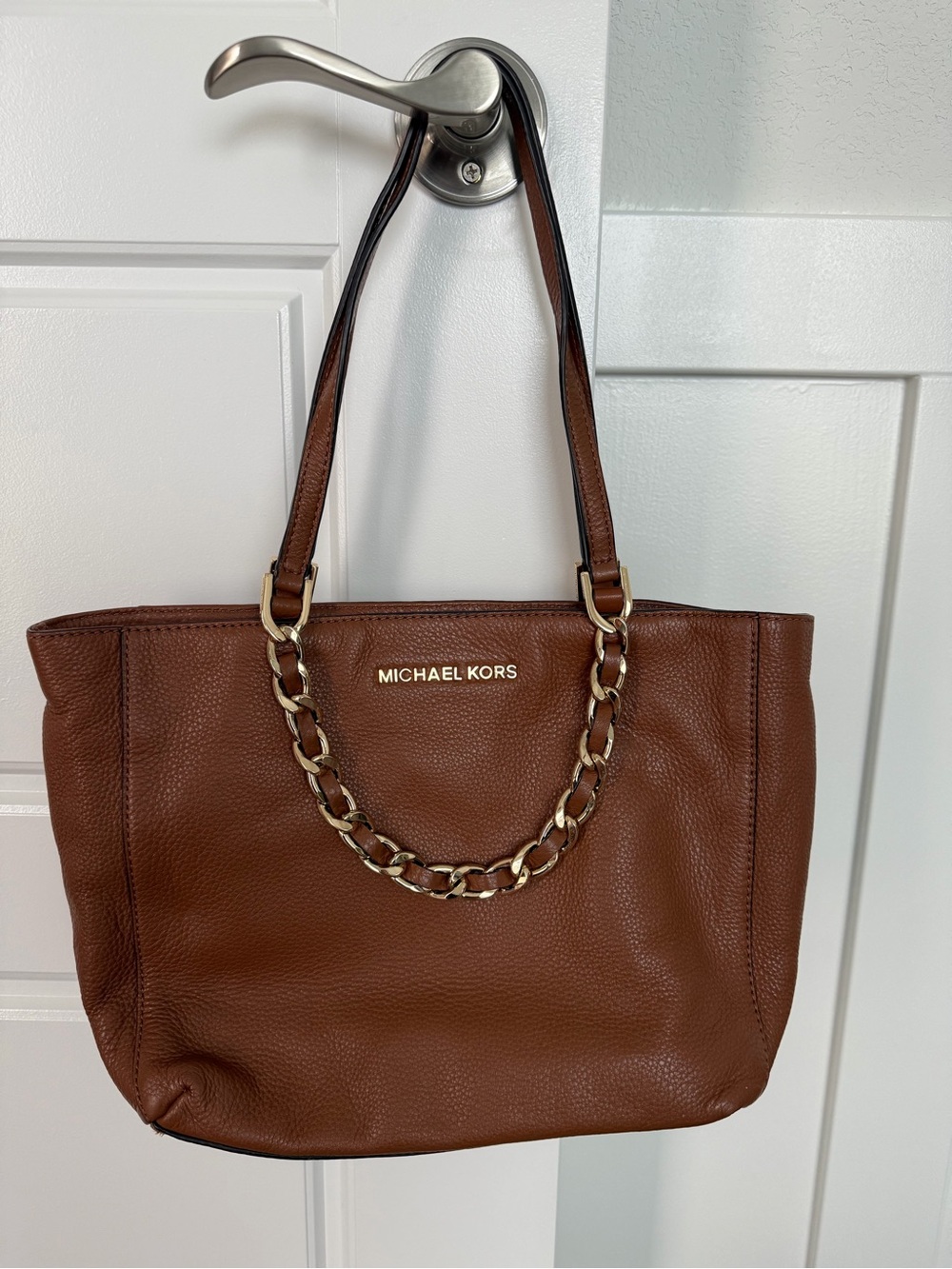 Michael Kors Chestnut Brown Leather Harper Medium East West Tote